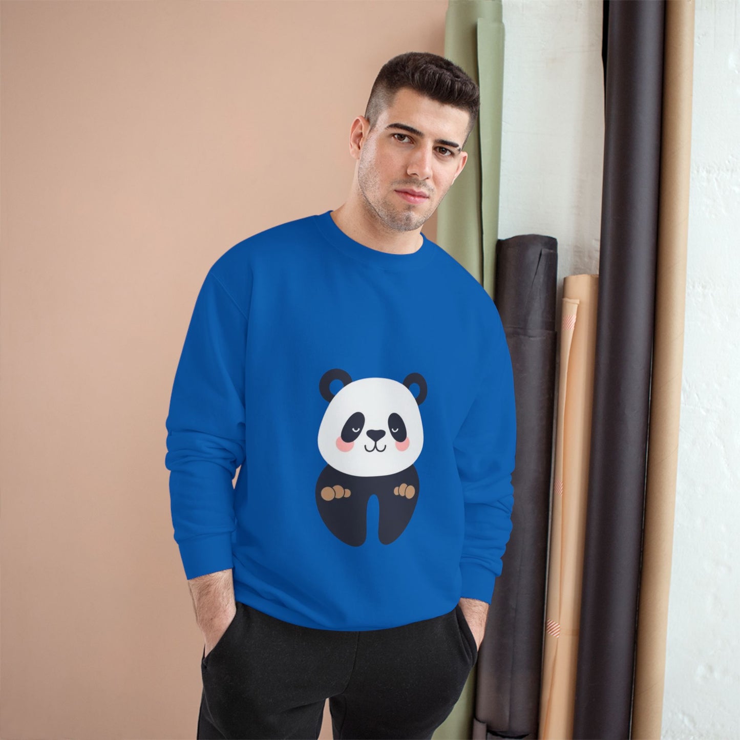 Cute Panda Champion Sweatshirt, Cozy Animal Apparel, Perfect Gift for Animal Lovers, Casual Wear, Unisex Sweatshirt
