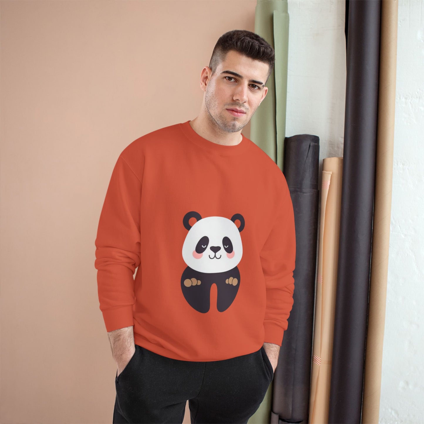 Cute Panda Champion Sweatshirt, Cozy Animal Apparel, Perfect Gift for Animal Lovers, Casual Wear, Unisex Sweatshirt