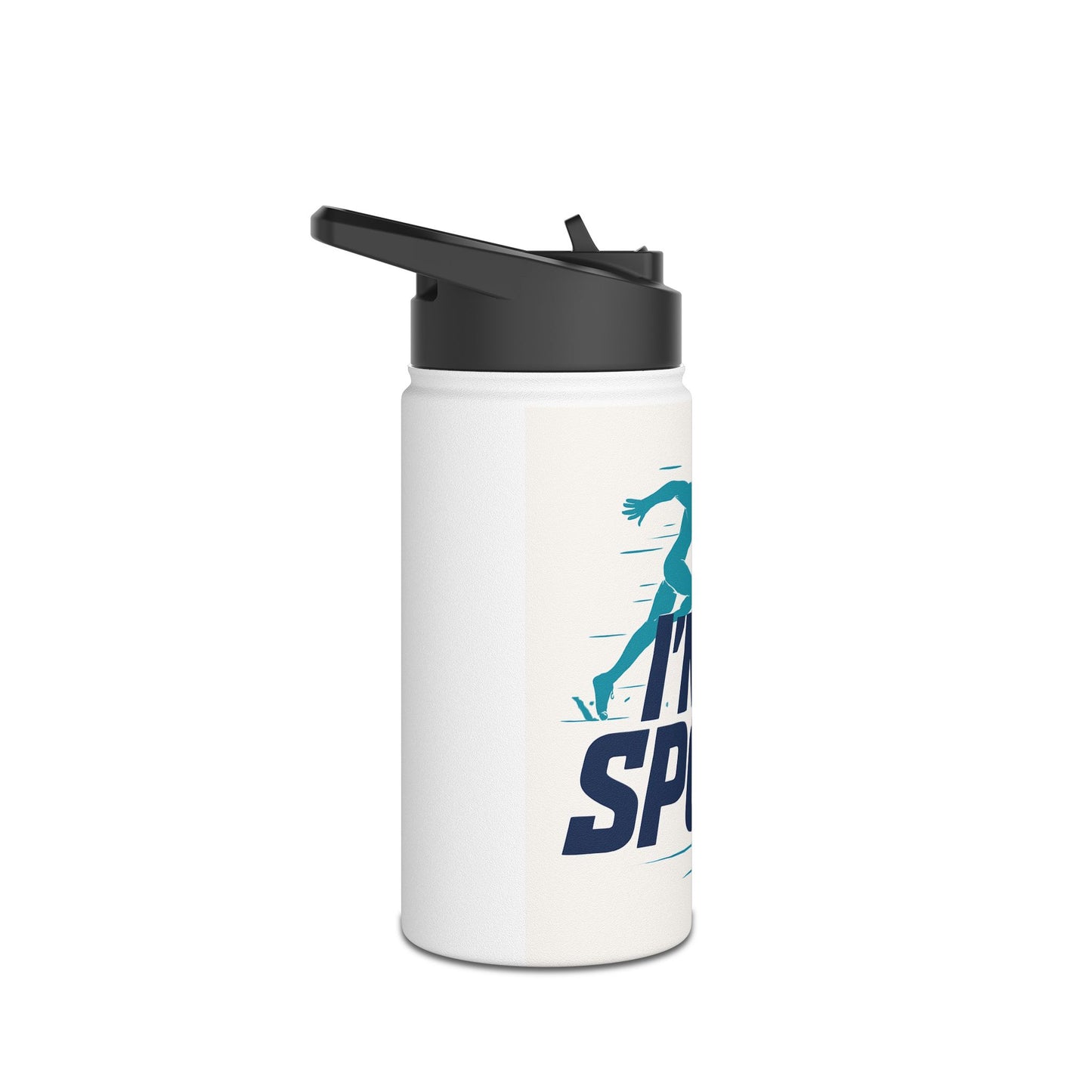 Sporty Stainless Steel Water Bottle, Workout Hydration Flask, Fitness Gift, I’m Sport Gym Bottle, Outdoor Activity Hydrator