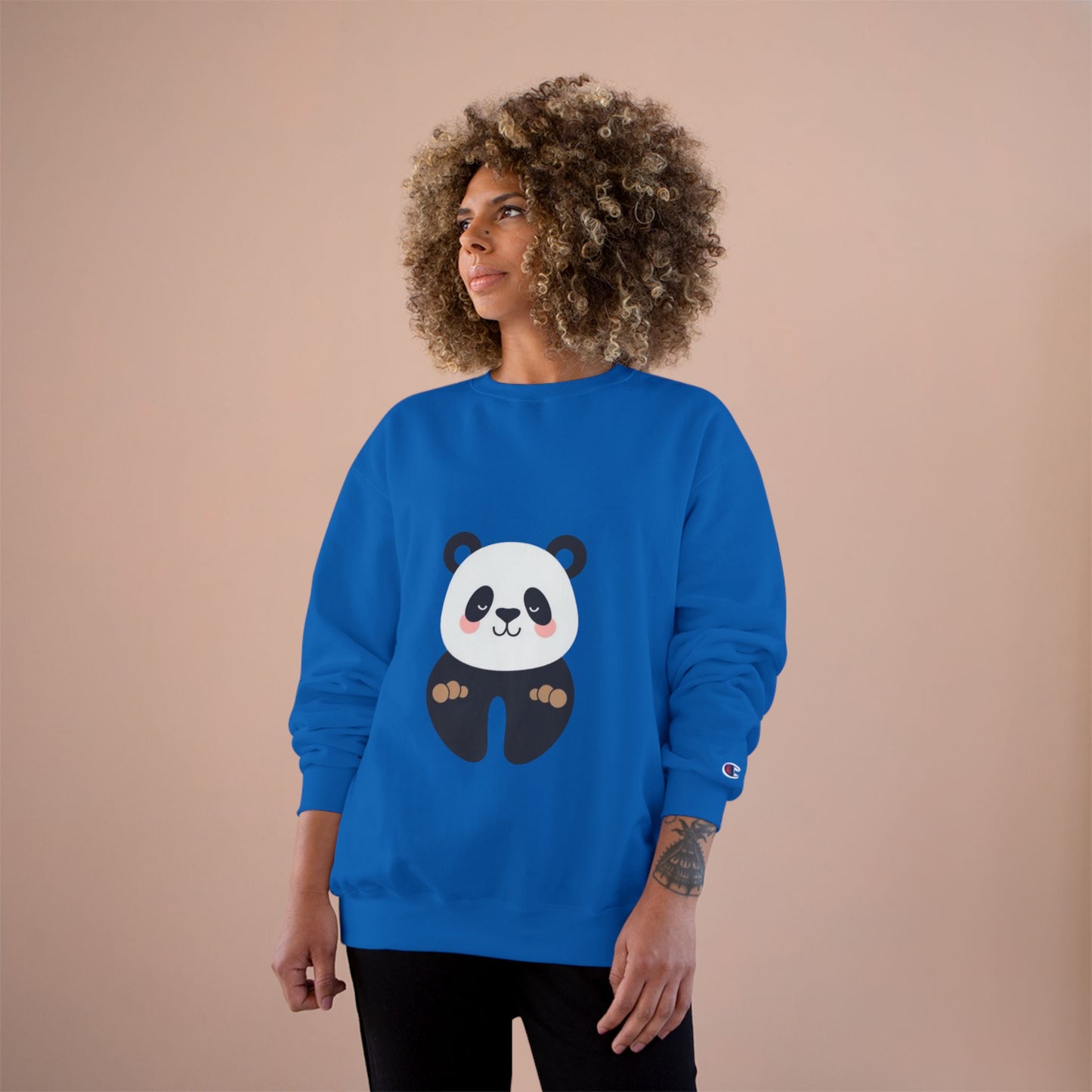 Cute Panda Champion Sweatshirt, Cozy Animal Apparel, Perfect Gift for Animal Lovers, Casual Wear, Unisex Sweatshirt