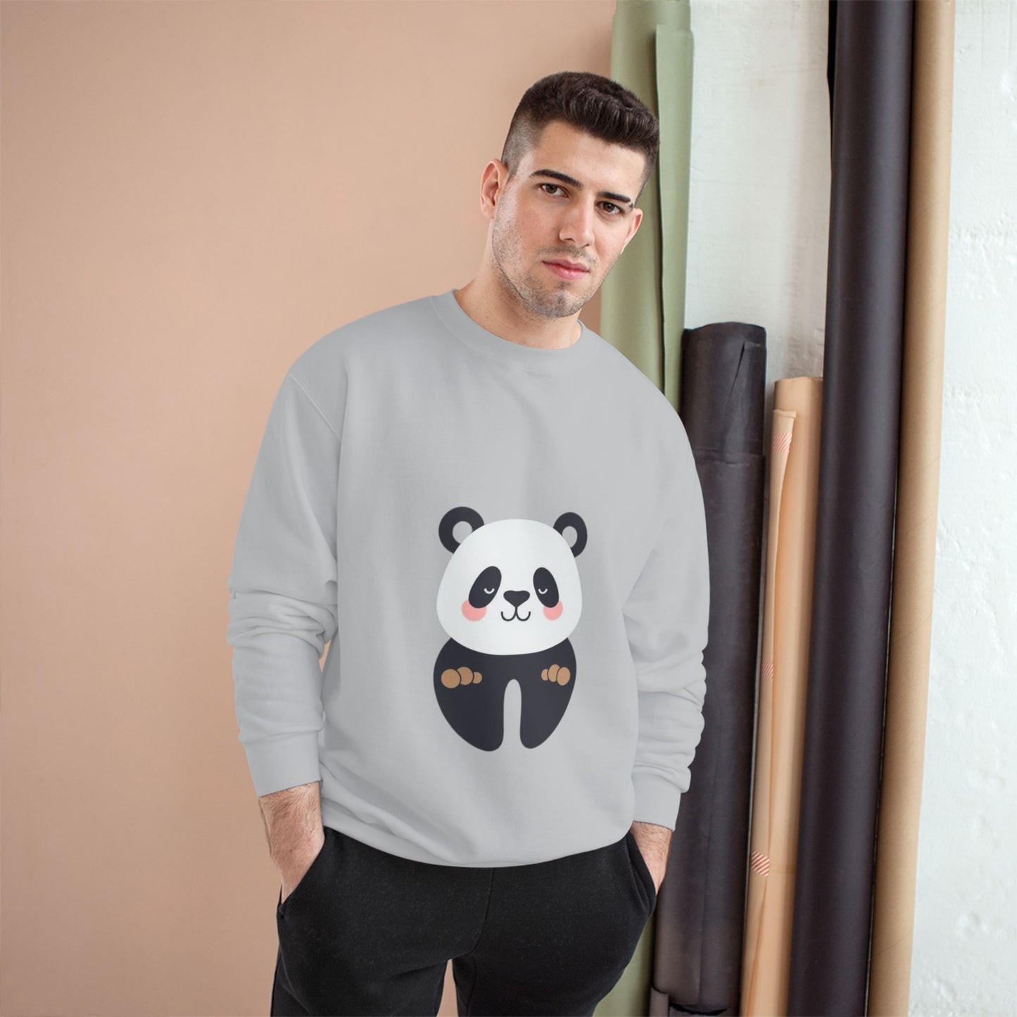 Cute Panda Champion Sweatshirt, Cozy Animal Apparel, Perfect Gift for Animal Lovers, Casual Wear, Unisex Sweatshirt