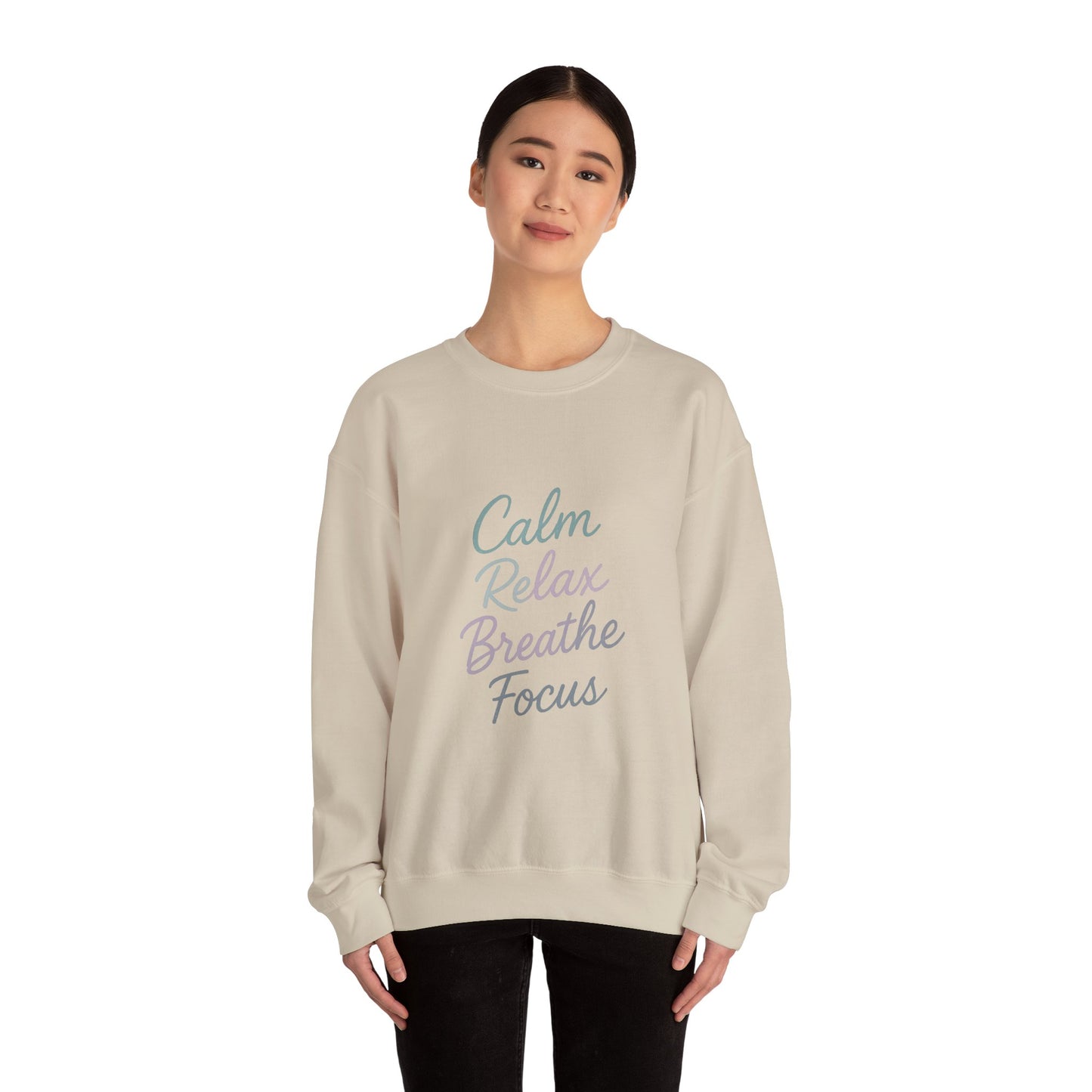 Calm & Relax Sweatshirt, Cozy Crewneck, Mindfulness Apparel, Self-Care Gift, Inspirational Layer