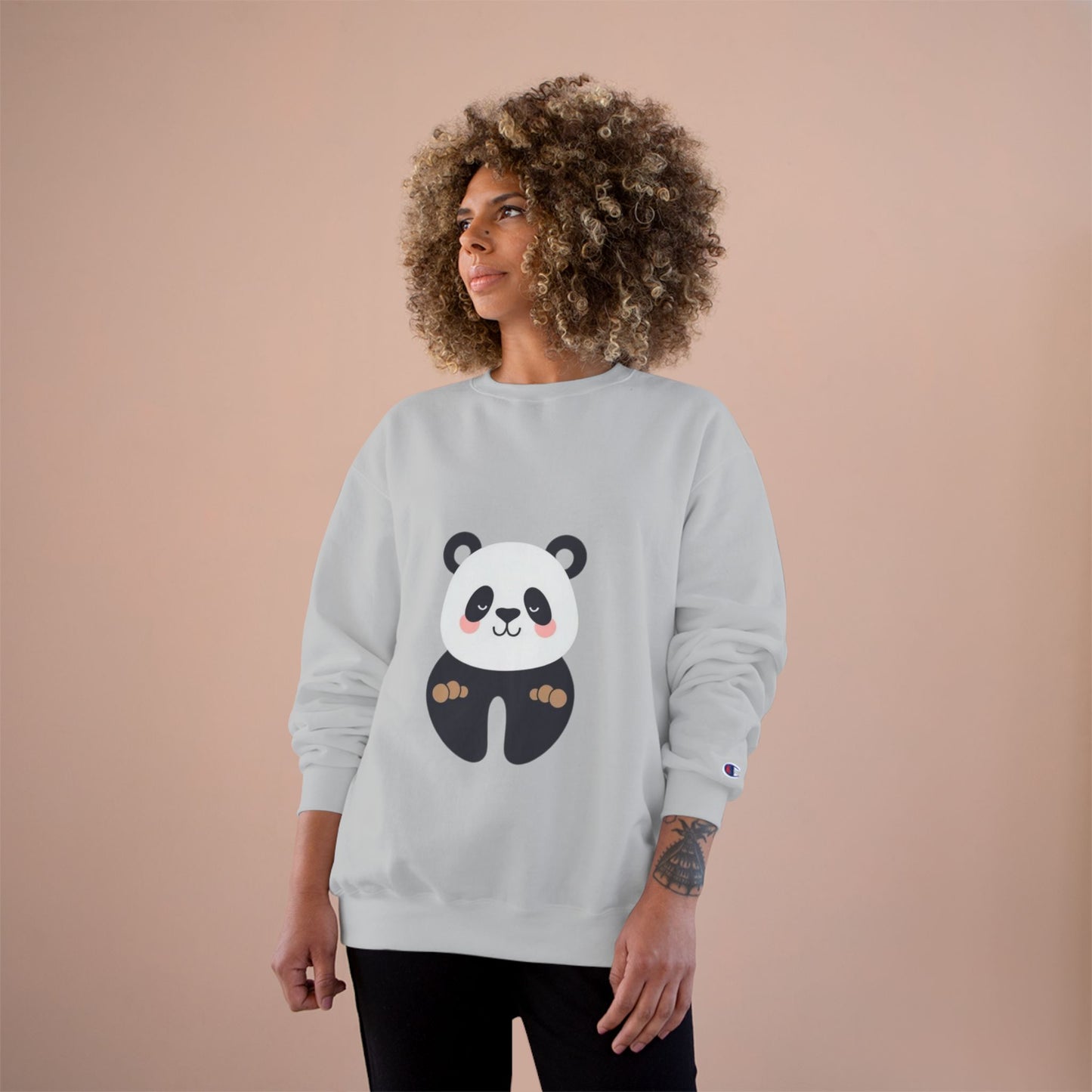 Cute Panda Champion Sweatshirt, Cozy Animal Apparel, Perfect Gift for Animal Lovers, Casual Wear, Unisex Sweatshirt