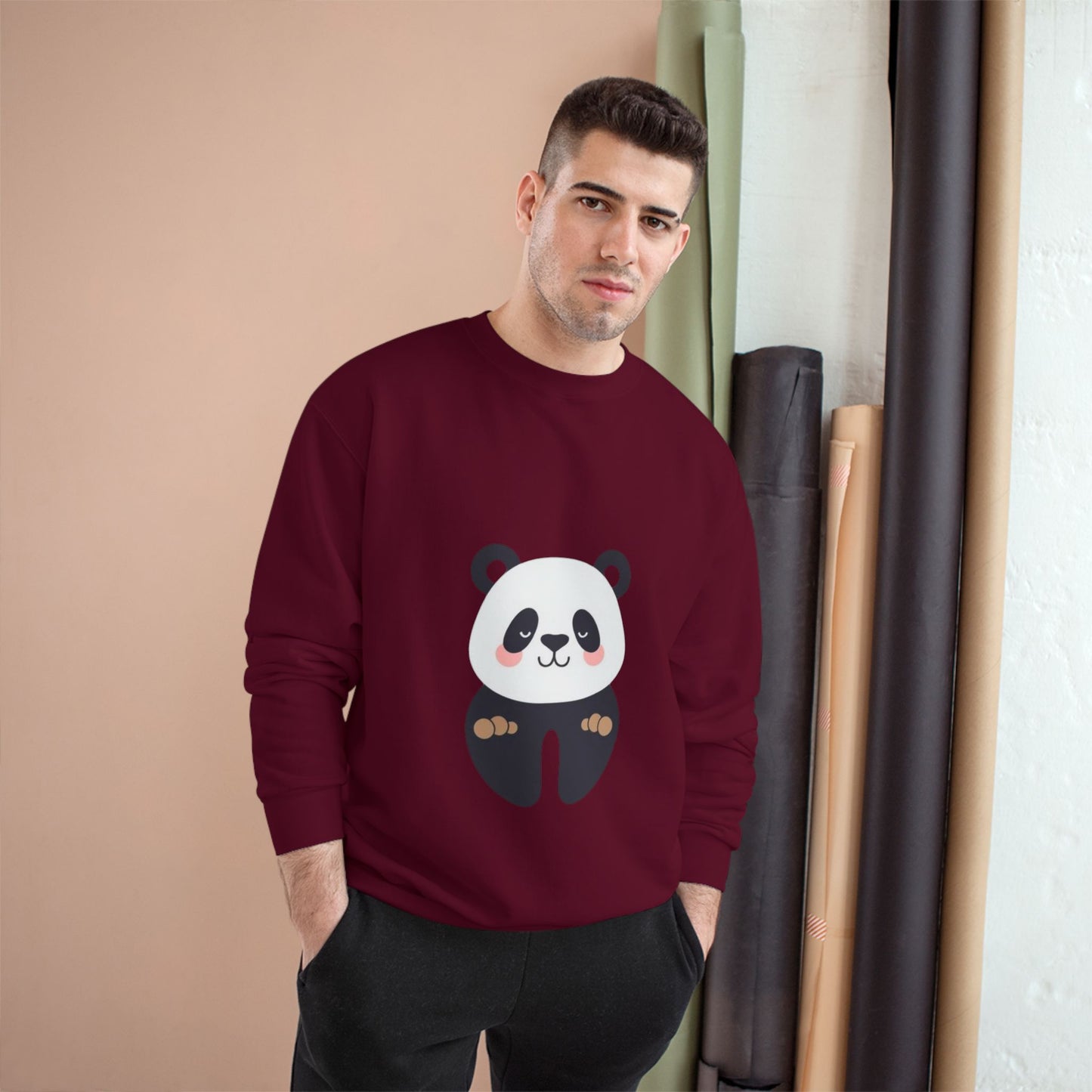 Cute Panda Champion Sweatshirt, Cozy Animal Apparel, Perfect Gift for Animal Lovers, Casual Wear, Unisex Sweatshirt