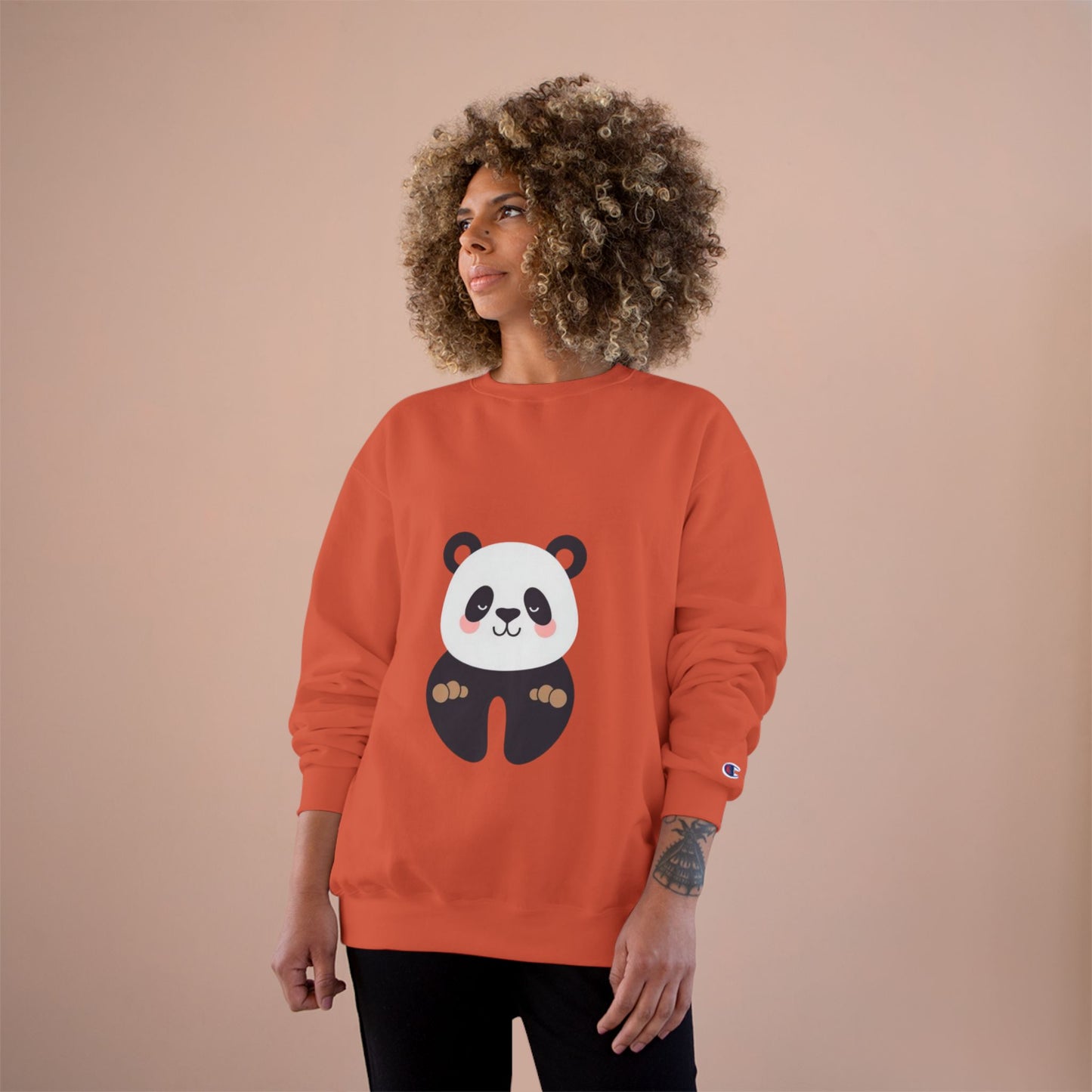 Cute Panda Champion Sweatshirt, Cozy Animal Apparel, Perfect Gift for Animal Lovers, Casual Wear, Unisex Sweatshirt