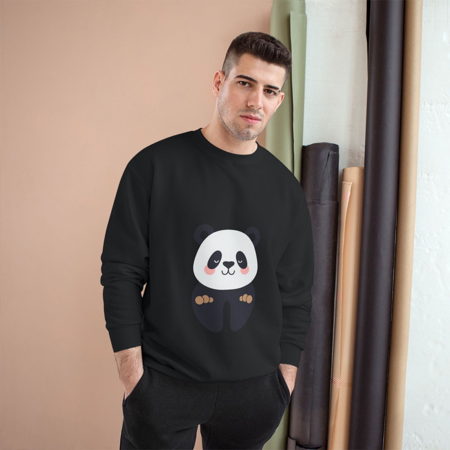 Cute Panda Champion Sweatshirt, Cozy Animal Apparel, Perfect Gift for Animal Lovers, Casual Wear, Unisex Sweatshirt