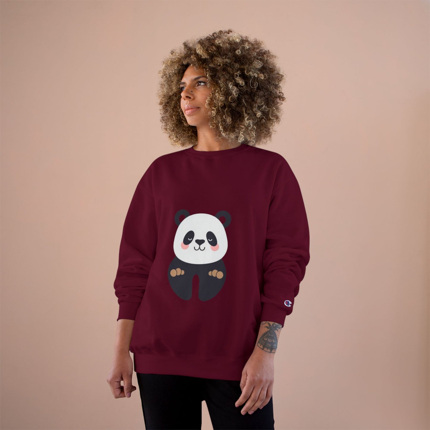 Cute Panda Champion Sweatshirt, Cozy Animal Apparel, Perfect Gift for Animal Lovers, Casual Wear, Unisex Sweatshirt