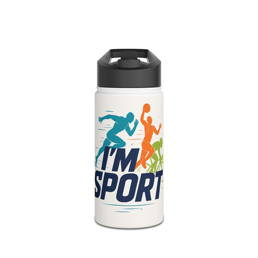 Sporty Stainless Steel Water Bottle, Workout Hydration Flask, Fitness Gift, I’m Sport Gym Bottle, Outdoor Activity Hydrator